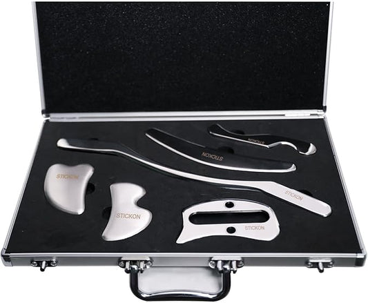 STICKON Muscle Scraper Tools Set Stainless Steel Gua Sha Scraping Massage Tool Set IASTM Tools Great Soft Tissue Mobilization Tool (taoL Shape)
