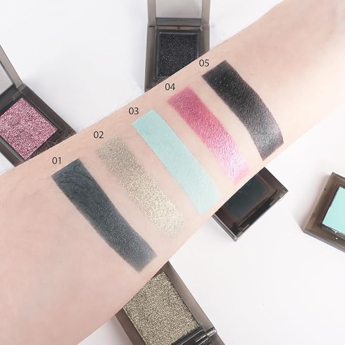 Single Nude Pink Shimmer Eyeshadow,Monochrome Eye Shadow,Apply Makeup Easily,Glitter Pressed Powder Single Eyeshadow,24 Hour Eye Makeup Longwear Waterproof