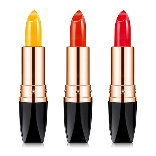 3 Pcs Temperature Color Change Lipstick,Long Lasting Nourishing Moisturizing Lipgloss,Magic Temperature Color Changing Lipstick,Lip Gloss,Waterproof Matte Lip Balm Makeup AB001