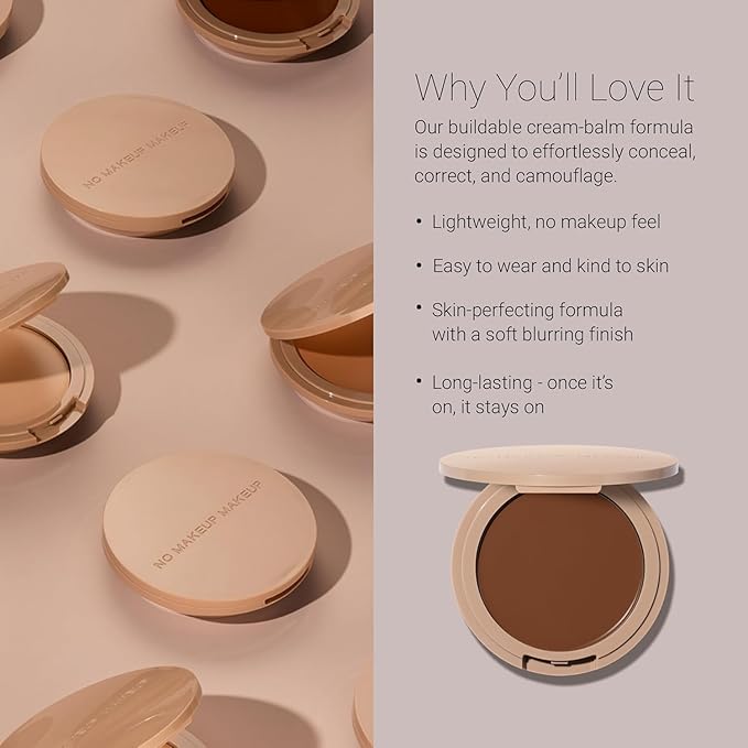 Foundation by No Makeup Makeup | Conceal & Correct with Long-Lasting, Buildable Formula & Lightweight Soft Finish | Cruelty-Free, Vegan, Fragrance-Free | Dark