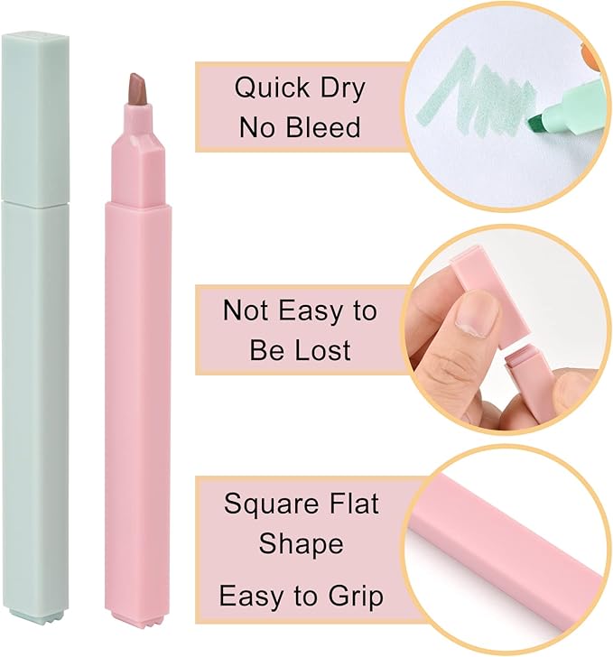 Pastel Highlighters, Bible Highlighters No Bleed, Aesthetic Highlighter Assorted Colors, Cute Highlighter for School, Journals, Bibles, Notebooks, Office, Back to School Supplies