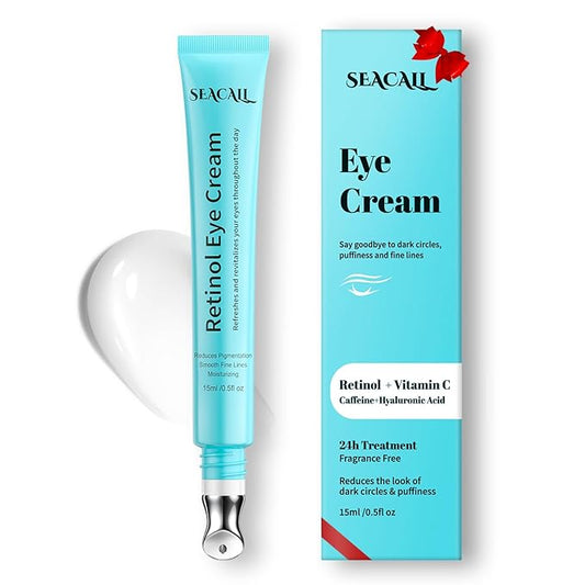 Retinol Eye Cream - Eye Serum for Dark Circles & Puffiness Anti-Aging - Under Eye Cream with Hyaluronic Acid & Caffeine to Reduce Wrinkles & Repair the Eye Area (15ml)