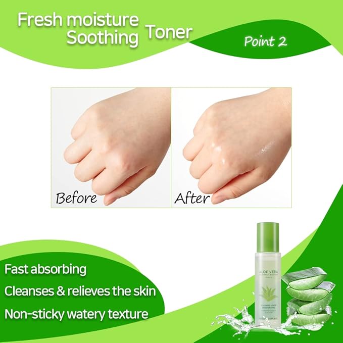 Nature Republic Mild & Moisture Aloe Vera Toner (NEW Ver.) Quick Hydration&fast absorbing non-sticky texture, Aftersun&Shave,Moisturizing Face Skin & Hair,korean skin care All Skin Types 150ml/5.24oz