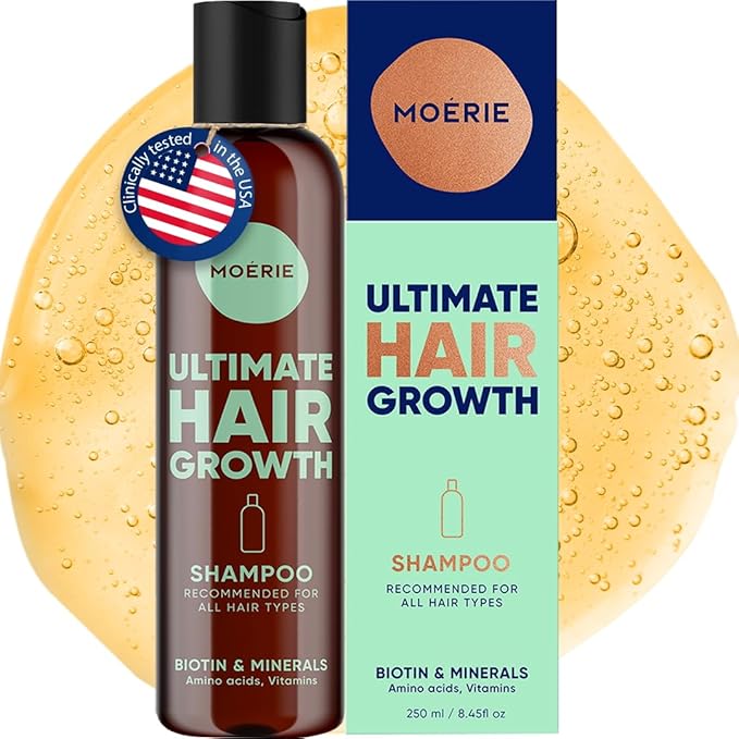 Moerie Ultimate Hair Growth Shampoo – For Longer, Thicker, Fuller Hair - Vegan Friendly Volumizing Hair Products – Paraben & Silicone Free – All Hair Types – Reverse Hair Loss – 8.45 fl oz (250ml)
