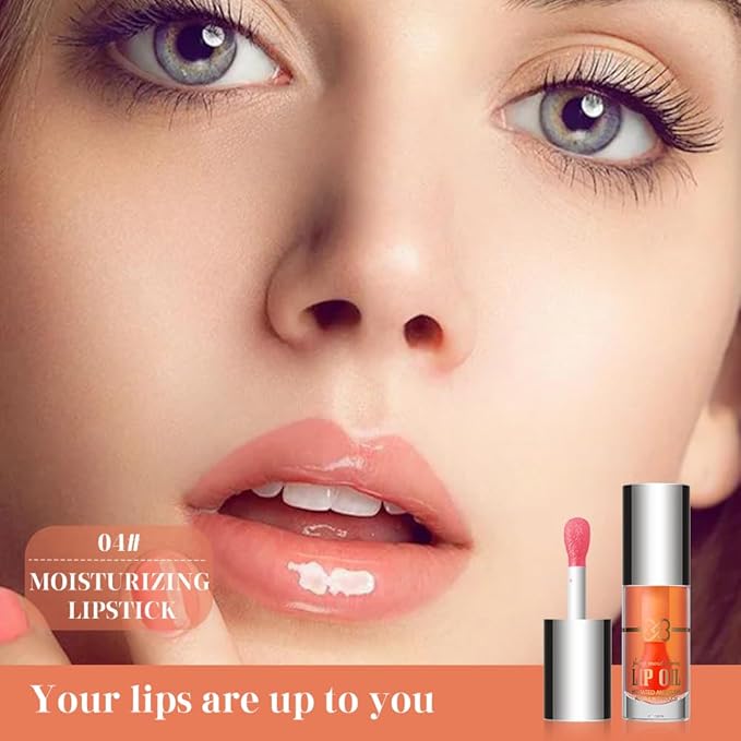Nourishing Lip Oil, Deep Moisturizing Lip Balm Liquid, Non-Sticky High Shine Lip Gloss, Hydrating Lip Tint for Soft, Smooth, Healthy-Looking Lips, Lightweight Glossy Lip Care for Daily Use-4#
