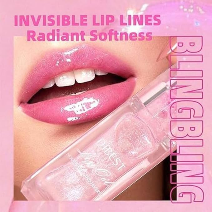 2 Pcs Color Changing Lip Oil,Magic Color Changing Lip Glow Oil With Big Brush,Boss Up Color Changing Lip Oil,Moisturizing and Non-sticky Boss Up Cosmeticsl (Shiny Pink)