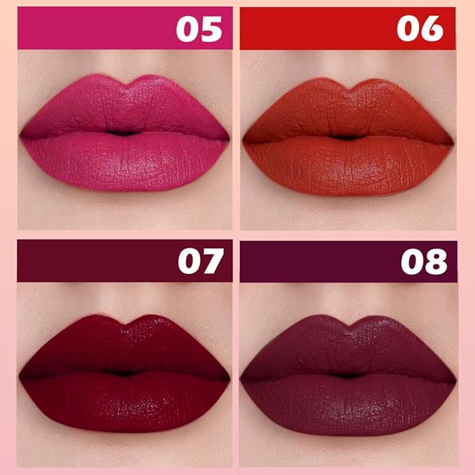 4Pcs Matte Lipstick Crayon Set for Women, Neutral Lip Stick Pencil 24 Hour Long Lasting Waterproof, Non-Drying Hydrating Formula Lip Gloss Makeup, Vegan & Cruelty-Free, 02