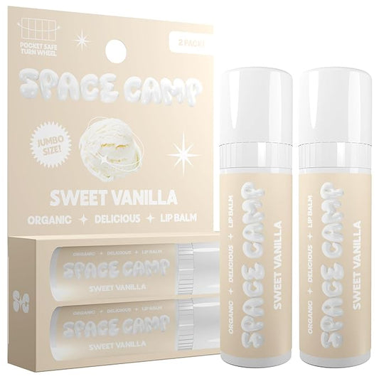 Wellness Jumbo Lip Balm - Sweet Vanilla Organic Flavored Balm (2 Pack)