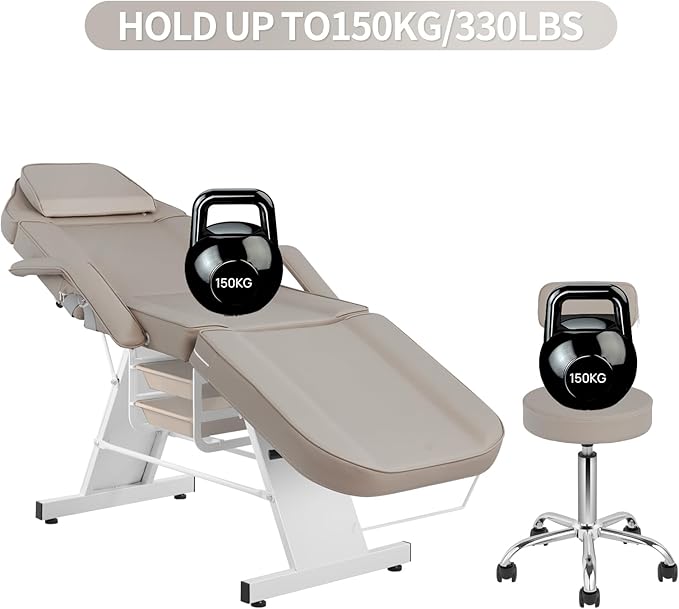 Tattoo Chair for Client Facial Chair Adjustable Multipurpose with Hydraulic Stool for Esthetician Beauty Spa Tattoo Eyelash Equipment Gray