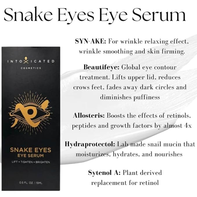 Intoxicated Cosmetics Snake Eyes Eye Serum 15 ml - Bakuchiol Under Eye Solution for Women and Men - Lift | Tighten | Brighten