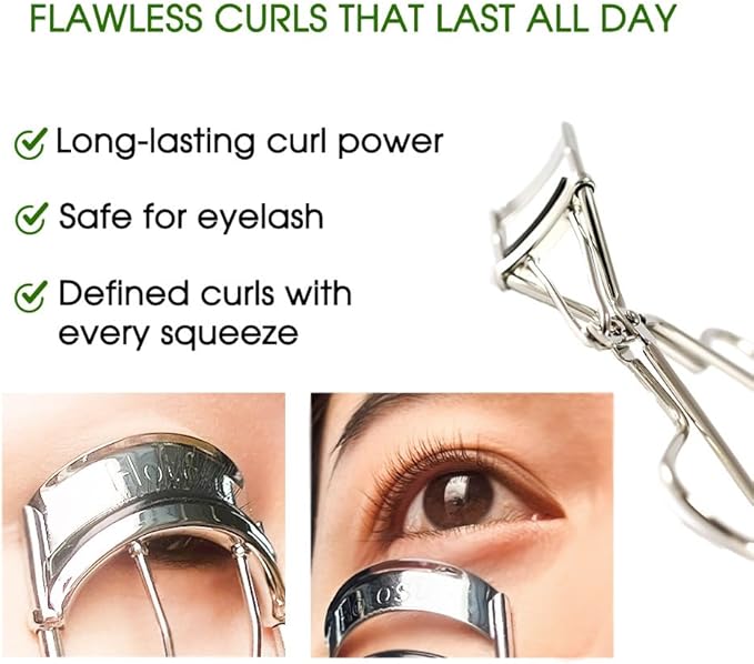Stainless Steel Eyelash Curlers, Professional Lash Curler for Long-Lasting Lift | Gentle Eye Lash Curler for Hooded Eyes | Stainless Steel Ergonomic Design for Natural Curl (Silver)