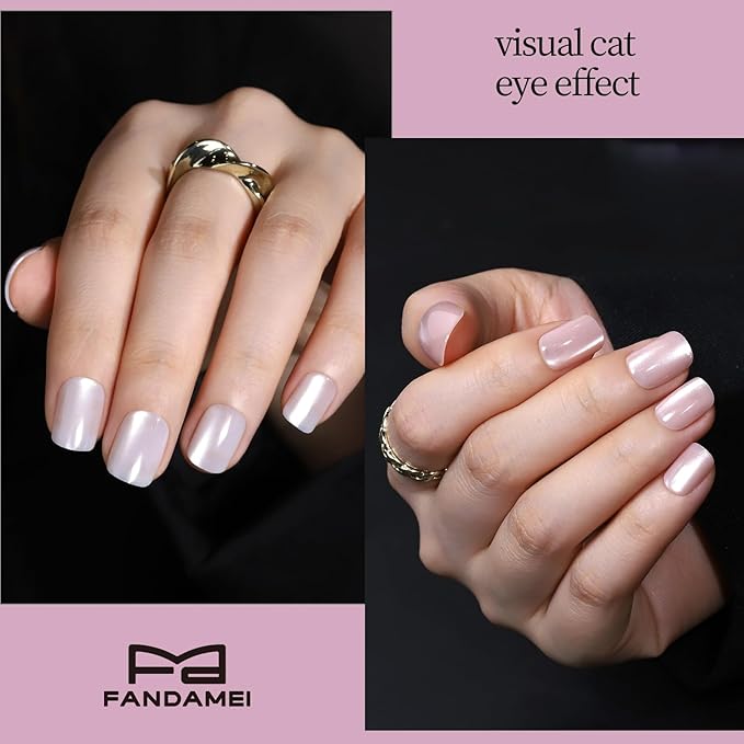 FANDAMEI Press on Nails, 24 Colors 576PCS Short Press on Nails, Cat Eye Nails Short Round. Glossy Glitter Nails Press On French Tip, Natural Fit Lightweight for Christmas Nail Art