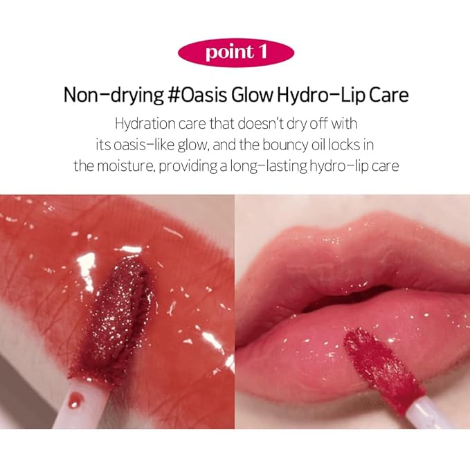 ETUDE Over Glowy Tint #2 Peach Sugar | Non-Sticky Vegan Lip Tint | Moisturized & Long-lasting Lip Gloss | Daily Lip stain for Dry Lips K-beauty