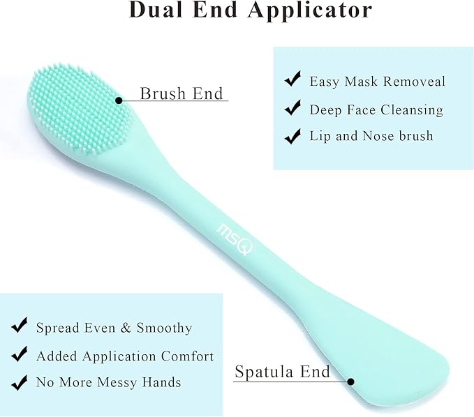 MSQ Silicone Face Mask Brush, Soft Facial Cleansing Scrubber, 2 Pack Double-End Facial Mask Brush for Mud, Clay, Charcoal Mixed Mask, DIY, Skincare Applicator Tools (Orange)