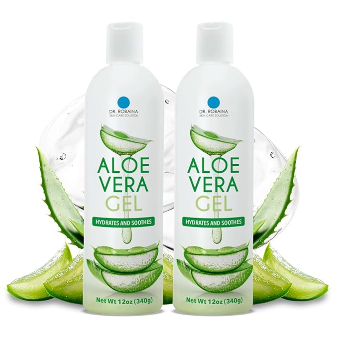 Dr. Robaina Natural Aloe Vera Gel with Emu Oil – Hydrating & Soothing Daily Skin Care for Dry Skin, Sun-Exposed Comfort & Irritation Relief – Non-Greasy, Quick-Absorbing – 12 oz | Made in USA