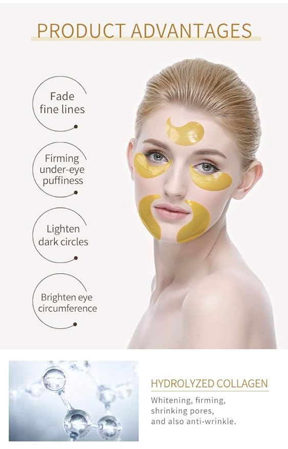 Collagen-Enriched Eye Mask Eye Gel Patches - 30 pairs with 24k Gold (Pack of (15pairs))
