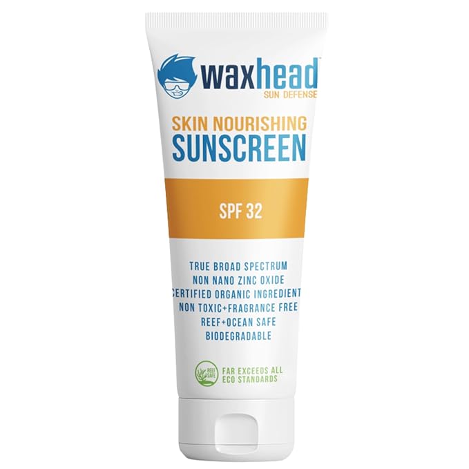 Waxhead Kids Sunscreen SPF 32, Zinc Oxide Mineral Sunblock for Face & Body, Baby & Toddler Safe, Pediatrician Recommended, Reef Safe, Non-Greasy, Tear-Free, Biodegradable, EWG 1 Rated (4oz)