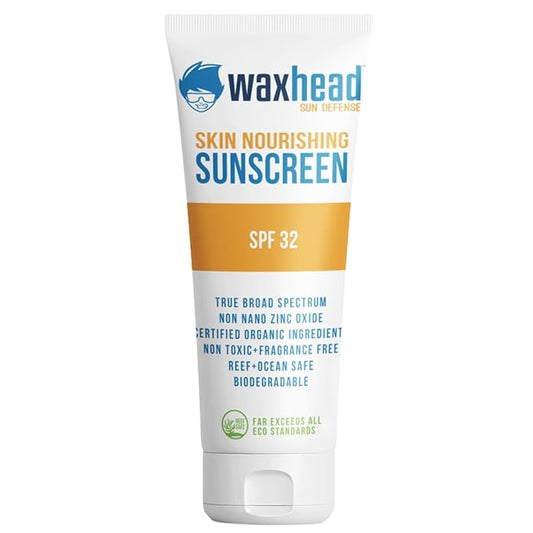Waxhead Kids Sunscreen SPF 32, Zinc Oxide Mineral Sunblock for Face & Body, Baby & Toddler Safe, Pediatrician Recommended, Reef Safe, Non-Greasy, Tear-Free, Biodegradable, EWG 1 Rated (4oz)