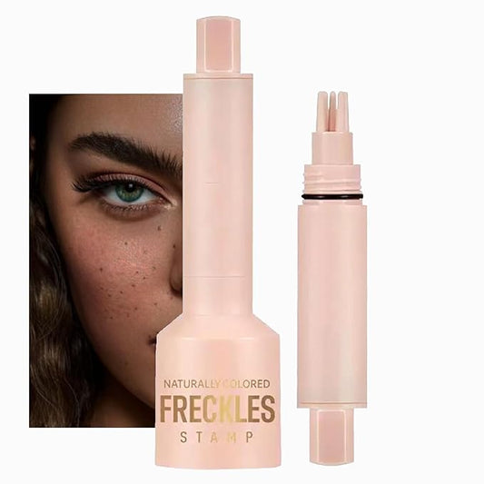 Freckle Stamp with 5 Point Precision Stamp Head, Natural Looking Faux Freckle Stamp Waterproof Fake Freckle Stamp Pen, High Pigment Long-Lasting Lifelike Sunkissed Pencil Tool Makeup (03# Deep)