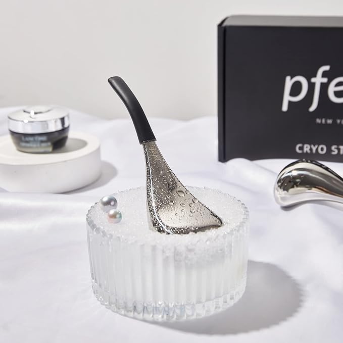 pfefe Ice Globes Facial Skin Care Tools for Women Face Eyes, Stainless Steel Face Beauty Cryo Sticks for Girls Ladies, Esthetician Supplies Cooling Spa Globes Cold Roller with Storage Case