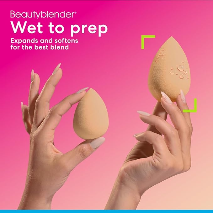 Beautyblender® | Nude Beige Beauty Blender Makeup Sponge, Super-Soft Foam Easily Blends Foundations, Powders & Creams, Made in USA, Reusable, Washable, Streak Free Application, Vegan, Cruelty Free