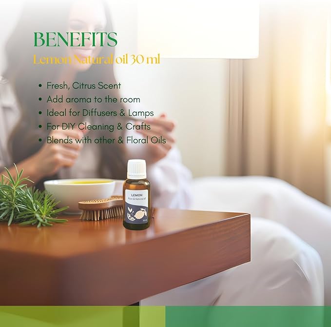 Roots & Above Pure Natural Lemon Essential Oil 1.01 oz/30ml Cold Pressed Oils for Skin, Hair, Massage, Diffusers & Candle Making