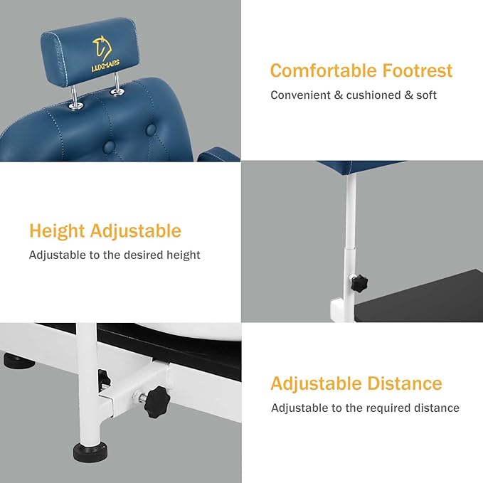 Pedicure Chair with Massage Foot Bath Pedicure Unit Station, Hydraulic Pedicure Chair 360 ° Rotation Height Adjustable Blue