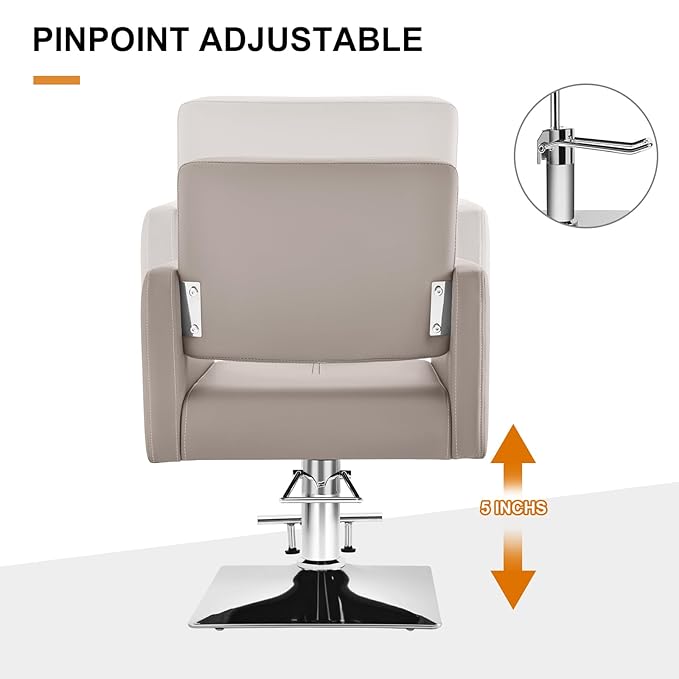 Artist hand Grey Salon Chair for Hair Stylist with Back Cover, Hydraulic Hair Chair 360 Swivel Barber Chair, Beauty Salon Equipment for Hair Stylist, Max Load Weight 330 Lbs