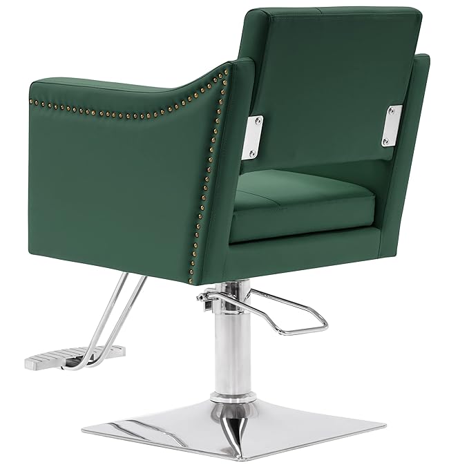 BarberPub Salon Chair for Hair Stylist Hydraulic Barber Styling Chair, Beauty Spa Equipment 8813 (6" Seat Height Adjustment) (Green)
