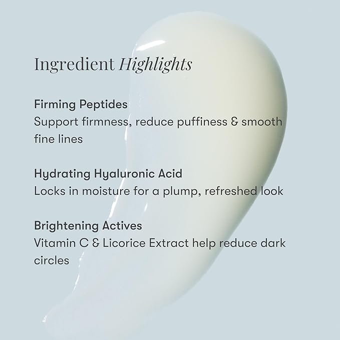 Daily Practice by Dr. B Firm and Restore Eye Cream - Anti-Aging Under Eye Cream with Peptides & Hyaluronic Acid - Brightening, Hydrating for Dark Circles & Puffiness - Paraben & Phthalate-Free - 15ml