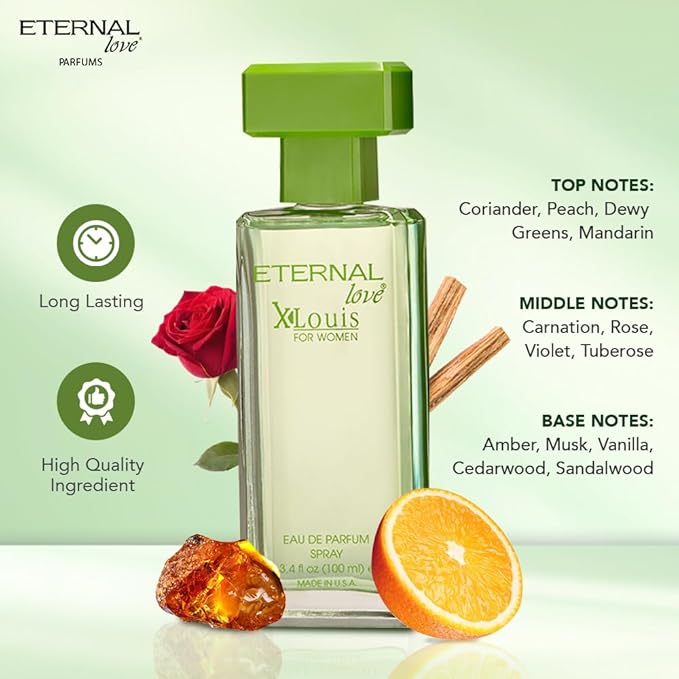 Eternal Love X-Louis for Women - Long Lasting Eau de Parfum Spray 100ml - Premium Floral Fragrance with Amber & Vanilla - Sophisticated Scent
