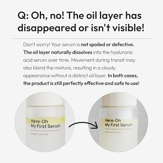 Here-Oh My First Serum, Hydrating Facial Serum with Hyaluronic Acid | Bubble Texture for Barrier Support & Glow | Korean Care for Dry & Sensitive Types (15.22 fl oz,Refill)