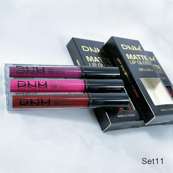 AMY'S DIARY 3Pcs Dark Red Purple Matte Liquid Lipstick Sets, Matte Lipstick Lip Stain Long Lasting 24 Waterproof Lip Gloss Gift Set Matt Lipsticks Set for Women Lippies (Set01)
