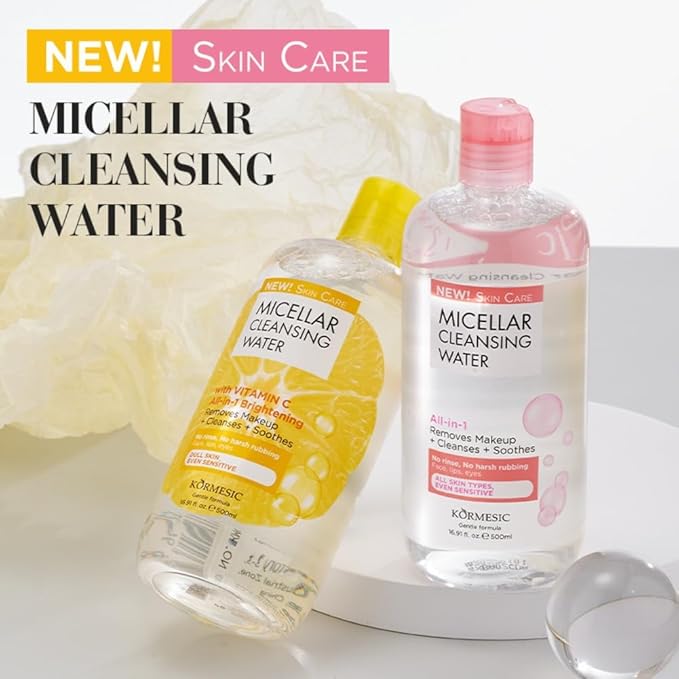 Face Cleanser & Makeup Remover For Eye, Lip & Face Makeup, Micellar Cleansing Water, Gentle Hydrating Formula For All Skin Types - 16.9 Fl Oz