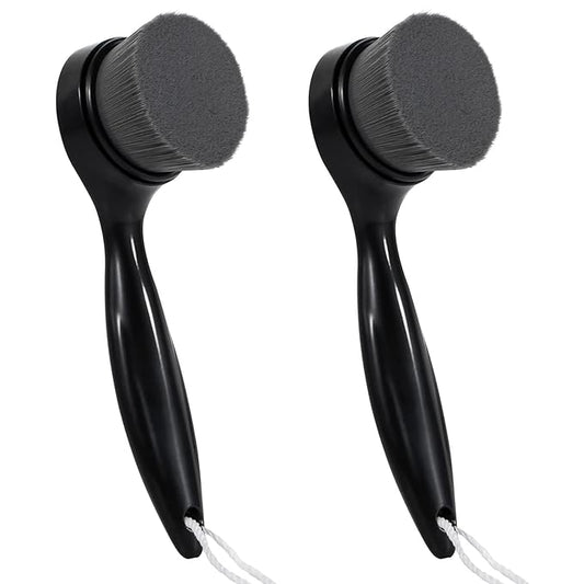 2 Pack Soft Bristle Facial Cleansing Brush for Deep Pore Cleaning, Face Exfoliating Scrub Brush for Face Cleansing Skincare Massaging (Black)