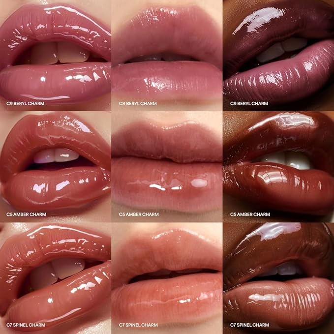 ENTROPY Makeup 2-in-1 Charm Shiny Glowy Lip & Cheek Gloss Tint Keychain, High Pigment Long Lasting Lip Color & Plumping Gloss, C7 Spinel Charm