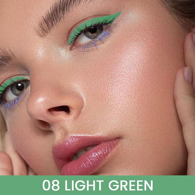 Kaely Light Green Gel Eyeliner Pencil,Waterproof Smudge Proof Eye Liner Pen,Cat Eye Goth Halloween Makeup,Eye Black Face Paint Lipstick Crayon,Color Colorful Eyeliner Eyeshadow Stick,08
