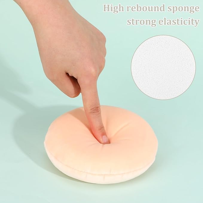 1 Pack 5 Inch Ultra Soft Washable Reusable Large Velour Loose Powder Puff Washable Round Sponge Puff for Face Body, Wet Dry Makeup Tool (skin color)