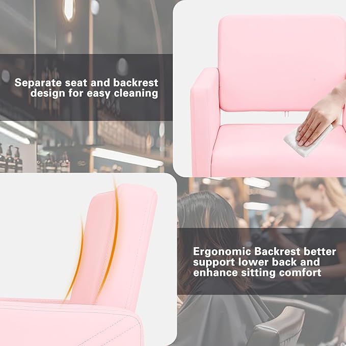 Artist hand Hair Salon Chair Pink and Gold, Hydraulic Styling Chair with Heavy Duty Pump, 360 Degree Swivel Barber Chair, Beauty Salon Equipment for Hair Stylist, Max Load 330 Lbs