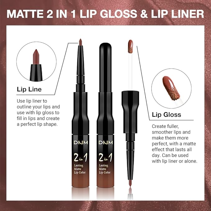 1Pcs 2 in 1 Reddish Brown Matte Lip Liner and Liquid Lipstick Stain Makeup Set for women, Long Lasting Smudge Proof Lip Tint Matte Finish Lip Gloss for All-Day Color Hold Easy to Use 36#