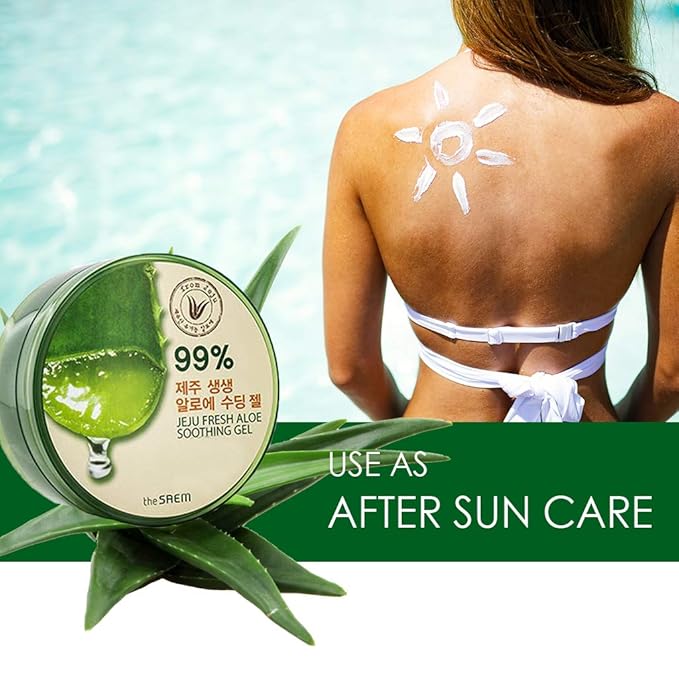 THESAEM Jeju Fresh Aloe Soothing Gel 10.1 fl. oz. (300ml) - 99% Aloe Vera, Hydrates & Dry, Itchy & irritated Skin
