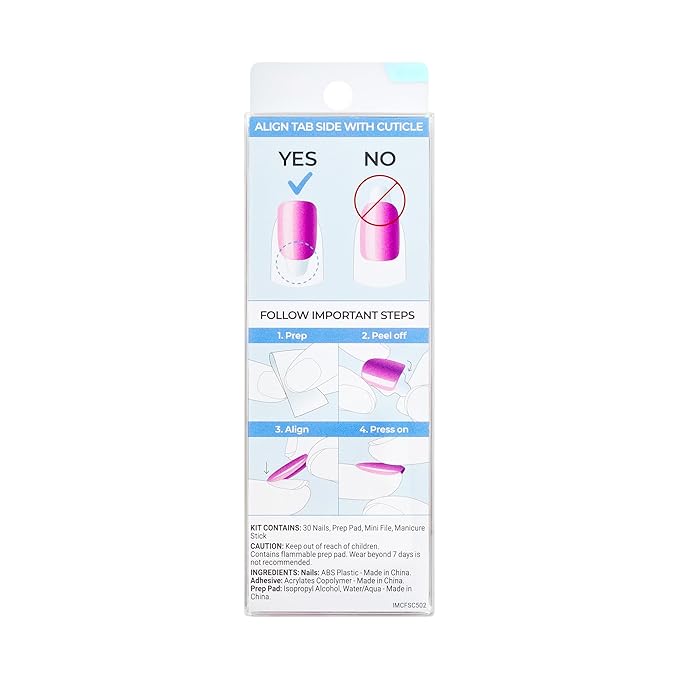 KISS imPRESS No Glue Mani Press On Nails, Color FX, 'Walk Out', Pink, Short Size, Oval Shape, Includes 30 Nails, Prep Pad, Instructions Sheet, 1 Manicure Stick, 1 Mini File