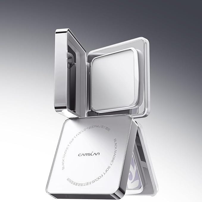 CARSLAN 2.0 Black Magnet Soft Focus Powder, Waterproof Translucent Pressed Setting Powder, 24H Longlasting Talc-Free Face Powder, Oil Control Compact Makeup,03 Blue Purple For Sensitive Skin, 0.28Oz