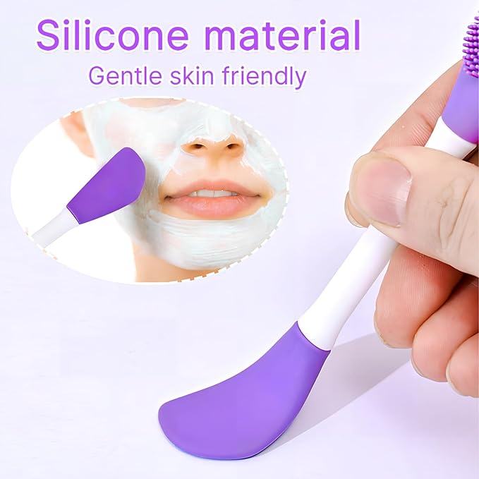 2 Pcs Silicone Facial Cleansing Brush,Face Masks Skincare Brush for Pore Cleansing(Purple)
