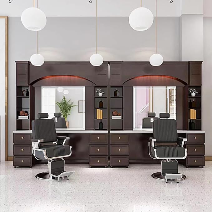 Adjustable Salon Barber Chair - Seat Height Beauty Salon Chair for Men and Women Hair Stylists, Supports up to 330 lbs Heavy Duty Hydraulic, Black