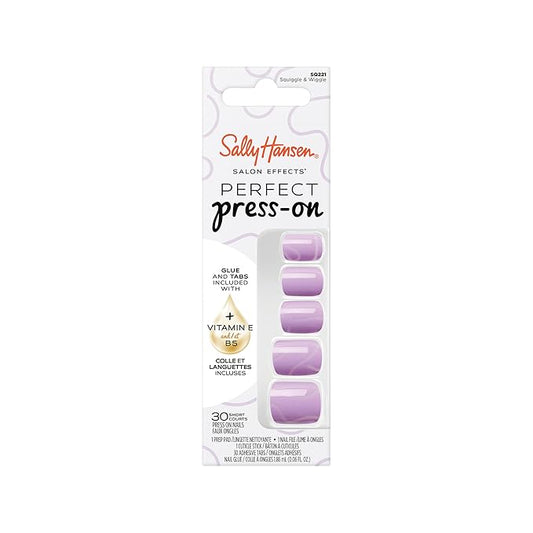 Sally Hansen Salon Effects Perfect Press-On Nails | Square Shape | Easy to Apply, Non-Damaging | 30 Nails, Nail Glue, Adhesive Tabs, File | Squiggle & Wiggle