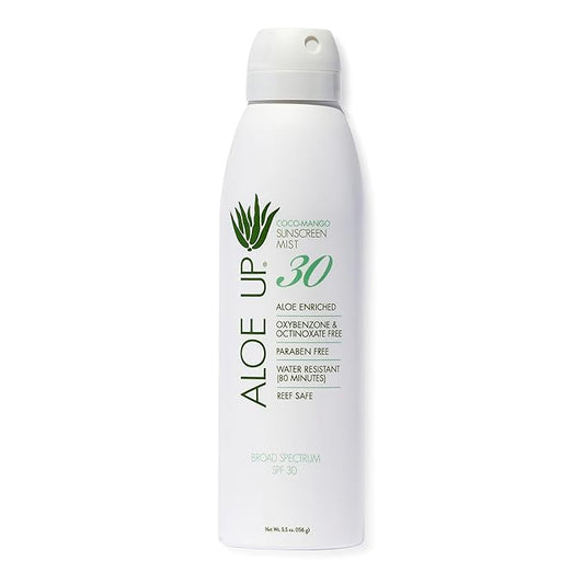 Aloe Up White Collection Sunscreen Lotion SPF 30 - Broad Spectrum UVA/UVB Sunblock for Face and Body - With Aloe Vera Gel - Alcohol-Free - Reef-Friendly - Coco-Mango Fragrance - 4 Oz