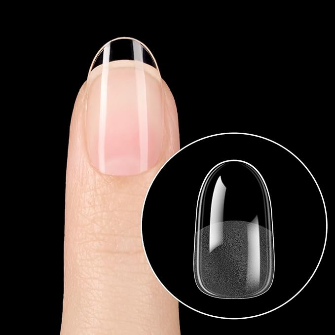 Beetles Gel Nail Tips Short Oval Fake Nails 288Pcs Pre-Shaped Half Matte Press on Nail Tips Full Cover False Nails Gifts for Girls Women Gelly Tips Home DIY Nail Extension