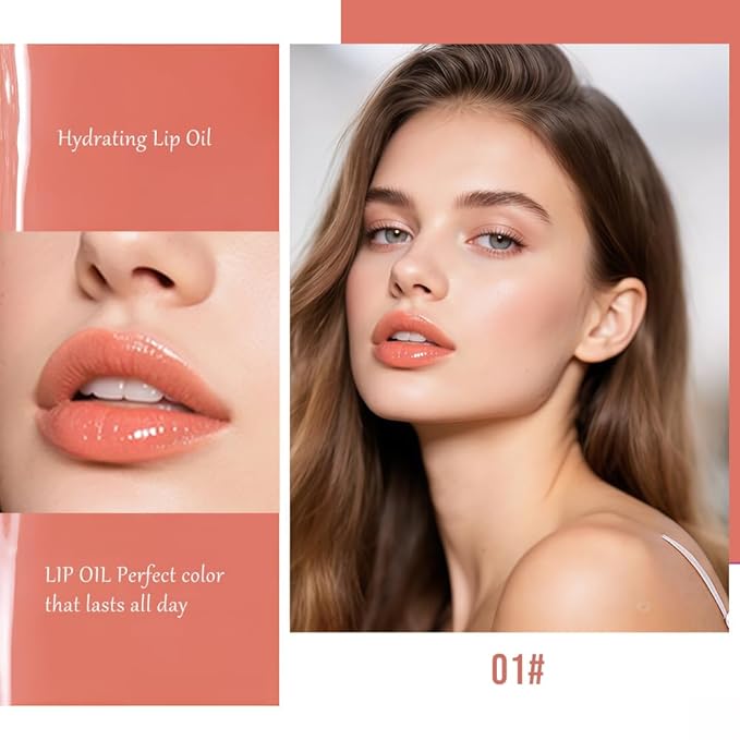 Dual-Ended Lip Stain & Lip Oil – 2-in-1 Matte Color and Hydrating Gloss, Long-Lasting Non-Sticky Lip Tint, Nourishing Moisture & Glassy Shine for Day-to-Night Looks 01#