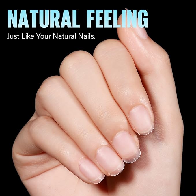 TOMICCA Extra Short Oval Nail Tips, Acrylic Double Sided Matte Fake Nails for Extension,240Pcs 15 Sizes Press On Nail Tips for Home DIY Art Women Girls